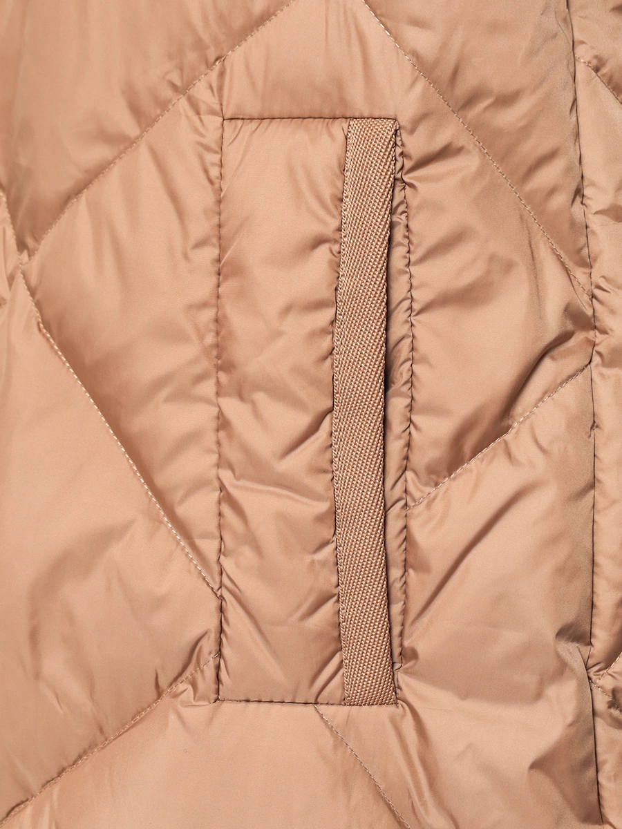 Пуховое стеганое пальто песочного цвета